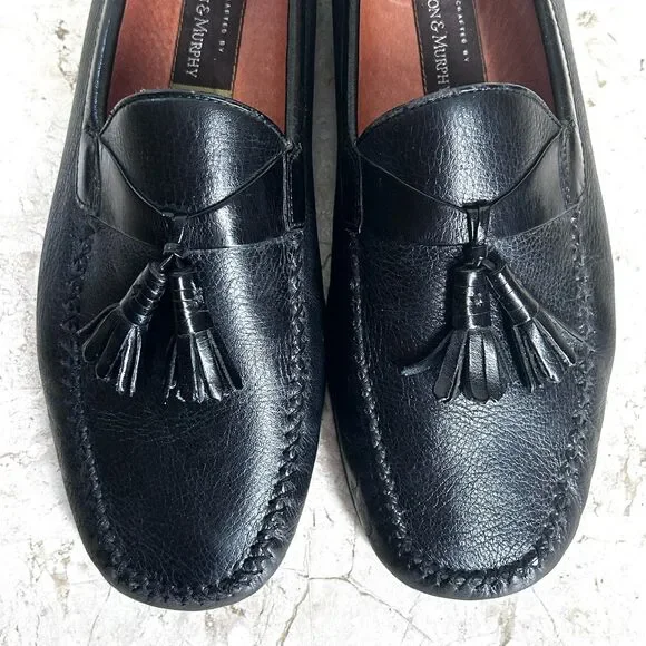 Johnston Murphy Shoes Mens 11 M Black Leather Loafers Tassels Office Date Night - Picture 4 of 12
